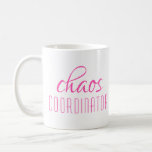 Chaos Coordinator Typographic Text Coffee Mug<br><div class="desc">A simple design of "chaos coordinator" in a fun pink typographic text. Perfect for that busy mum,  teacher,  sports team manager or work boss #coffee #coffeemugs #mugs #coffeelove #coffeelover #gift #gifts #giftsforher #girlboss #momboss #momlife</div>