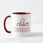 Chaos Coordinator Typographic Text Mug<br><div class="desc">A simple design of "chaos coordinator" in a fun burgundy typographic text. Perfect for that busy mum,  dad,  coach,  teacher,  sports team manager or work boss #coffee #coffeemugs #mugs #coffeelove #coffeelover #gift #gifts #giftsforher #girlboss #momboss #momlife #dadlife #coach</div>