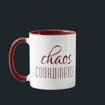 Chaos Coordinator Typographic Text Mug<br><div class="desc">A simple design of "chaos coordinator" in a fun burgundy typographic text. Perfect for that busy mum,  dad,  coach,  teacher,  sports team manager or work boss #coffee #coffeemugs #mugs #coffeelove #coffeelover #gift #gifts #giftsforher #girlboss #momboss #momlife #dadlife #coach</div>