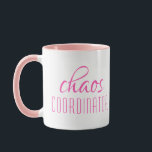 Chaos Coordinator Typographic Text Mug<br><div class="desc">A simple design of "chaos coordinator" in a fun pink typographic text. Perfect for that busy mum,  teacher,  sports team manager or work boss #coffee #coffeemugs #mugs #coffeelove #coffeelover #gift #gifts #giftsforher #girlboss #momboss #momlife</div>