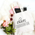 Chaos Coordinator Typographic Text Tote Bag<br><div class="desc">A simple design of "chaos coordinator" in a fun black typographic text. Perfect for that busy mum,  teacher,  sports team manager or work boss.</div>