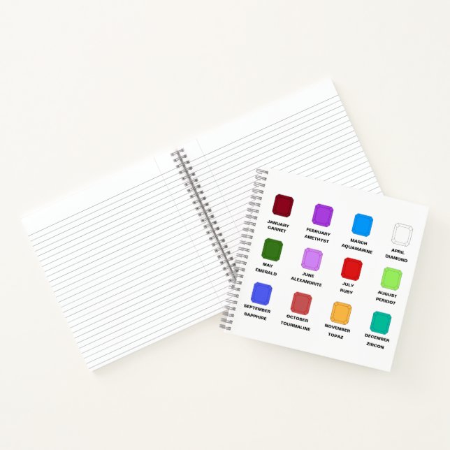 Chaos Emerald Birthstone Chart White Notebook (Inside)