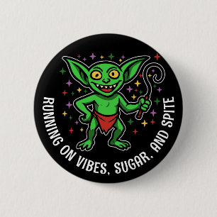 Chaos Gremlin: cute whip-wielding chaos 6 Cm Round Badge