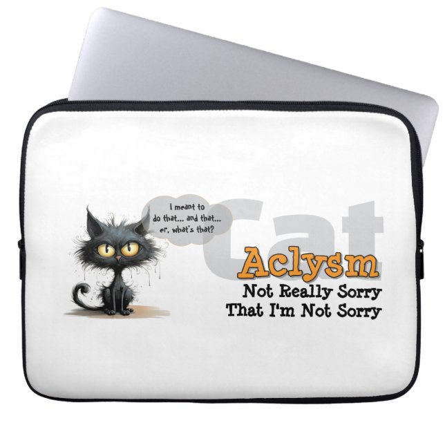 Chaos Kitty Laptop Sleeve: Not Sorry Laptop Sleeve (Front)