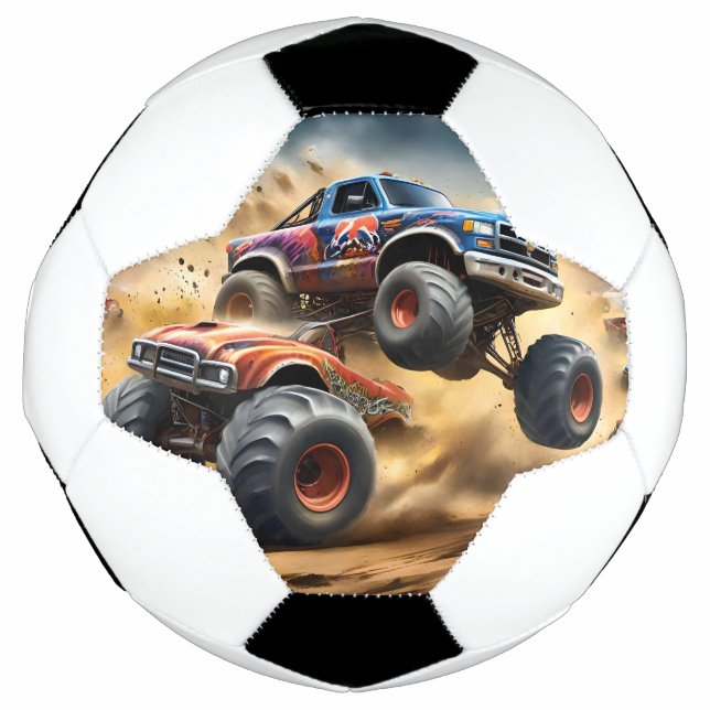 Chaos on Wheels: Monster Truck Smash Derby Soccer Ball (Front)