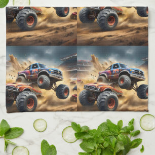 Chaos on Wheels: Monster Truck Smash Derby, Tea Towel