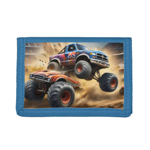 Chaos on Wheels: Monster Truck Smash Derby Trifold Wallet