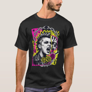 Chaos Riot Punk Shirt Neon Skull Graphic Tee, Rock