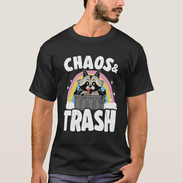 Chaos & Trash Garbage Panda Rainbow Racoon Pullov T-Shirt (Front)