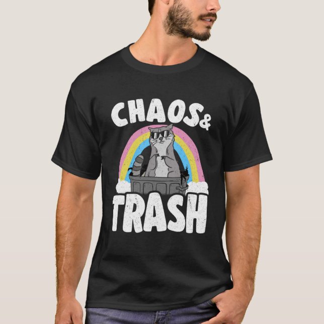 Chaos & Trash Garbage Panda Rainbow Racoon T-Shirt (Front)
