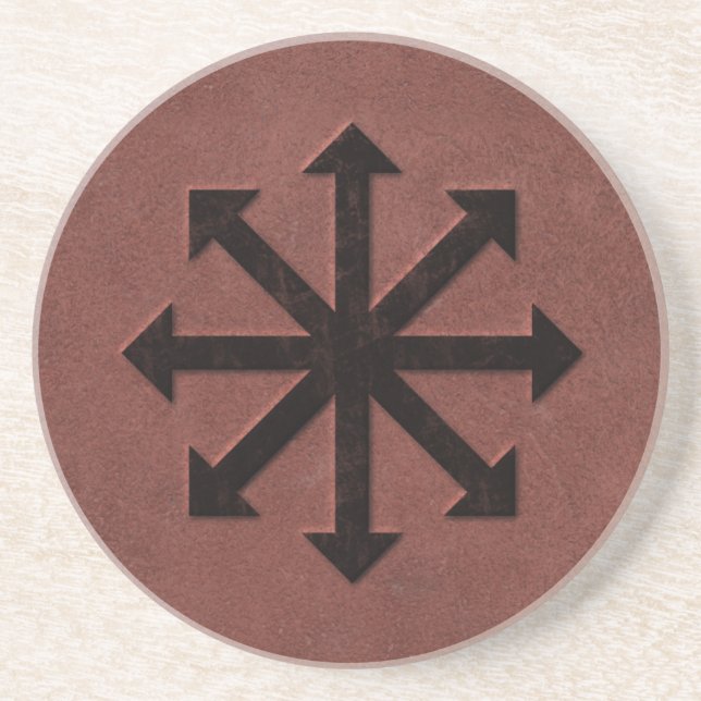 Chaosphere - Occult Magick Symbol on Red Leather Coaster (Front)