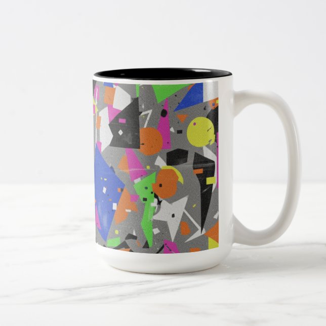 Chaotic Abstract Two-Tone Mug | Colourful Overlapp (Right)