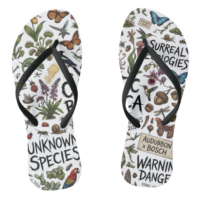 Chaotic Botanica Surreal Ecologies Illustration Pr Jandals (Footbed)