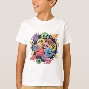 Chaotic Cartoonish Galaxy with Whimsical Stars T-Shirt