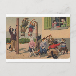 Chaotic Cats, Gym Class Brawl, Repro Postcard