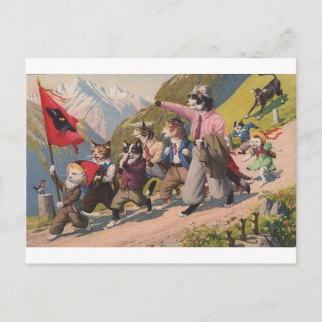 Chaotic Cats, On the March, Repro Postcard (Front)