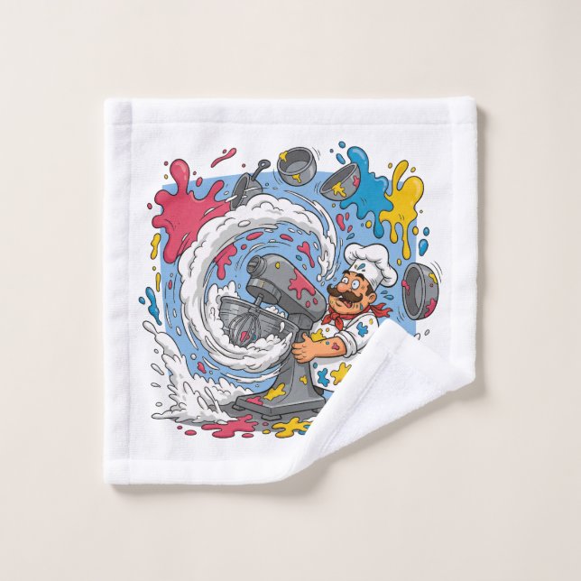 Chaotic Chef With Exploding Mixer Wash Cloth (Wash Cloth)