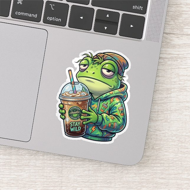 Chaotic Coffee Frog Sticker (Detail)