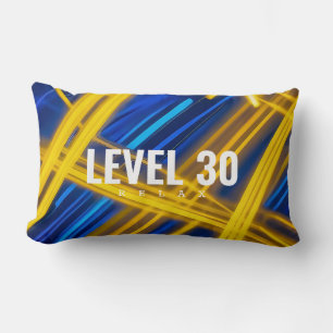 Chaotic Electric Yellow Cyan Abstract Cyberpunk Lumbar Cushion