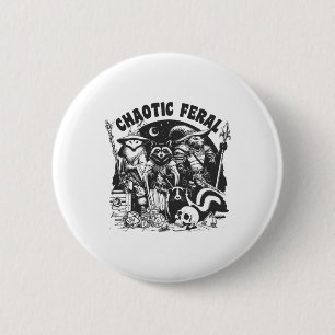 Chaotic Feral Funny Racoon Possum Skunk Boardgame 6 Cm Round Badge