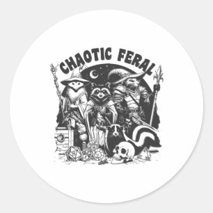 Chaotic Feral Funny Racoon Possum Skunk Boardgame Classic Round Sticker