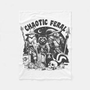Chaotic Feral Funny Racoon Possum Skunk Boardgame Fleece Blanket