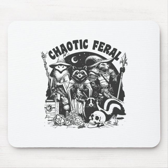 Chaotic Feral Funny Racoon Possum Skunk Boardgame Mouse Pad (Front)