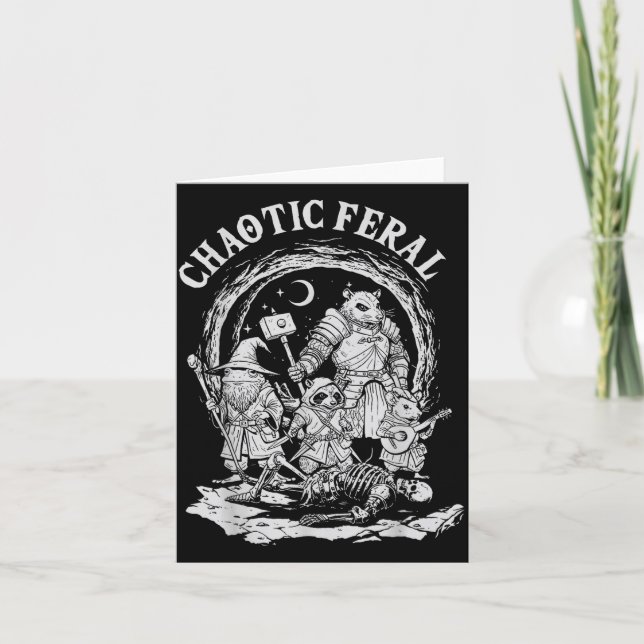 Chaotic Feral Funny Rpg Party Fantasy Animal Meme  Card (Front)