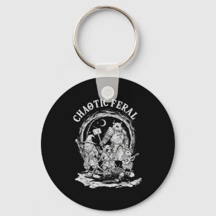 Chaotic Feral Funny Rpg Party Fantasy Animal Meme  Key Ring