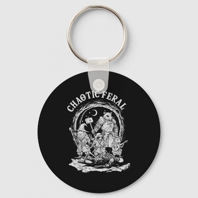 Chaotic Feral Funny Rpg Party Fantasy Animal Meme  Key Ring (Front)