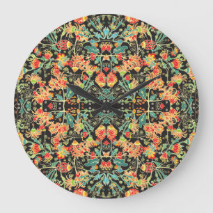 Chaotic floral: vintage abstract pattern. large clock