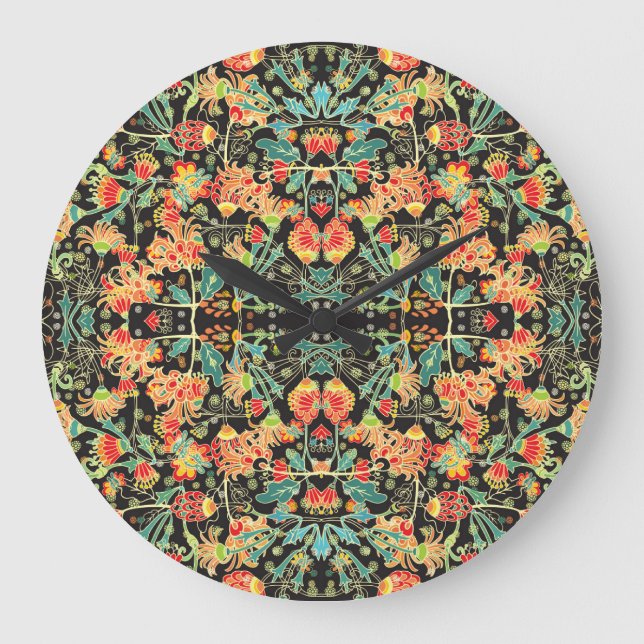 Chaotic floral: vintage abstract pattern. large clock (Front)