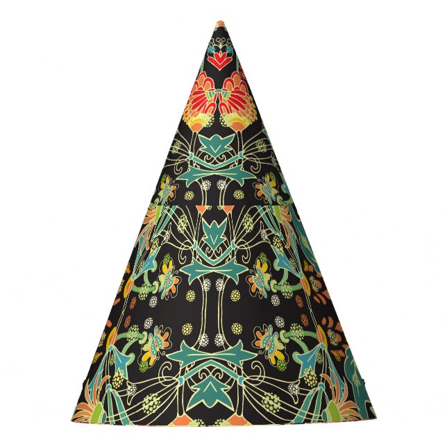 Chaotic floral: vintage abstract pattern. party hat (Front)