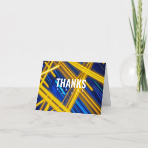 Chaotic Glowing Cyberpunk Magenta Tech Digital Thank You Card