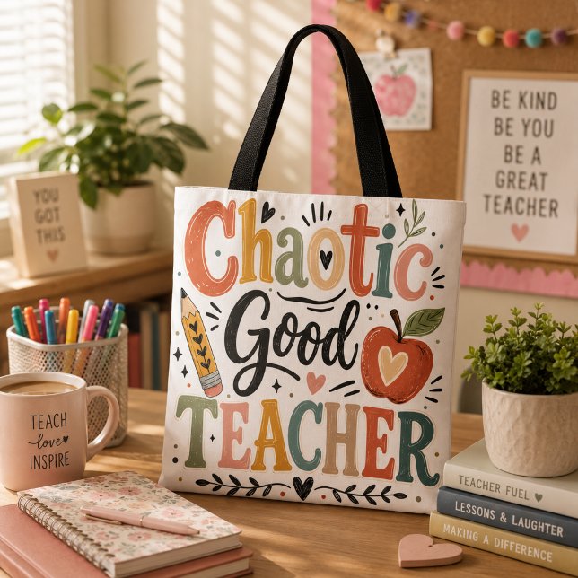Chaotic good teacher tote bag (Creator Uploaded)