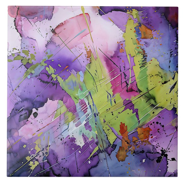 "Chaotic Harmony" Contemporary Abstract Art Tile (Front)