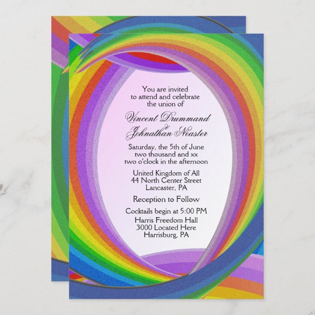 Chaotic Rainbow Wedding Invitations (Front/Back)