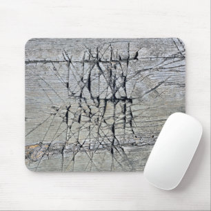 Chaotic Scratch Grooves On Wood Mouse Pad