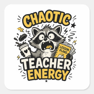 Chaotic Teacher Energy Funny Racoon Sticker