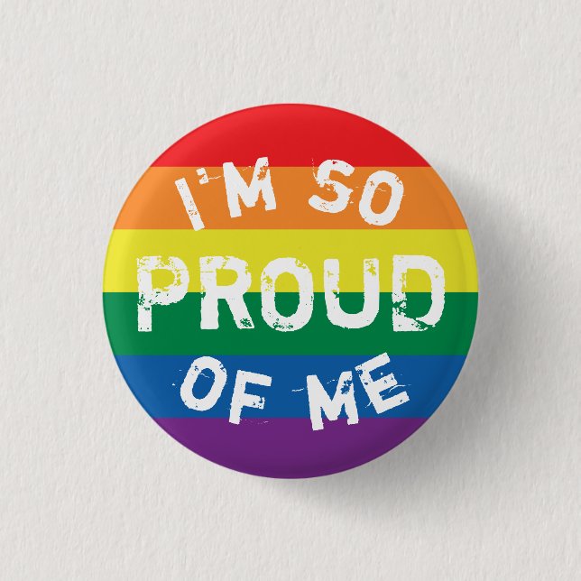 Chapa Bandera Orgullo Gay So Proud - Love is Love 3 Cm Round Badge (Front)