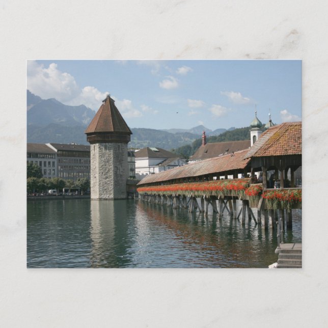 Chapel Bridge, Lucerne, Switzerland Postcard (Front)