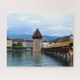 Chapel Bridge - Mt Pilatus - Luzern Switzerland Jigsaw Puzzle