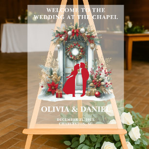 Chapel in the Snow Winter Welcome Frosted Acrylic Sign