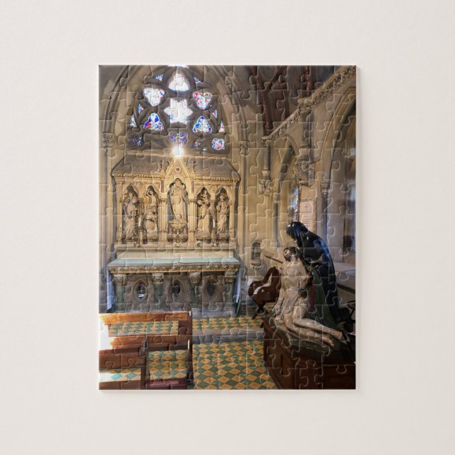 Chapel Interior with Altar & Stained Glass Window Jigsaw Puzzle (Vertical)