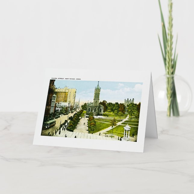 Chapel Street, New Haven, Connecticut Foil Greeting Card (Front)