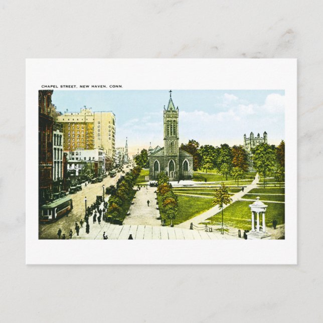 Chapel Street, New Haven, Connecticut Holiday Postcard (Front)