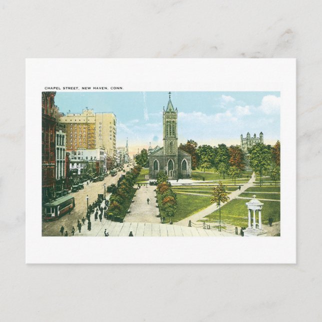 Chapel Street, New Haven, Connecticut Postcard (Front)