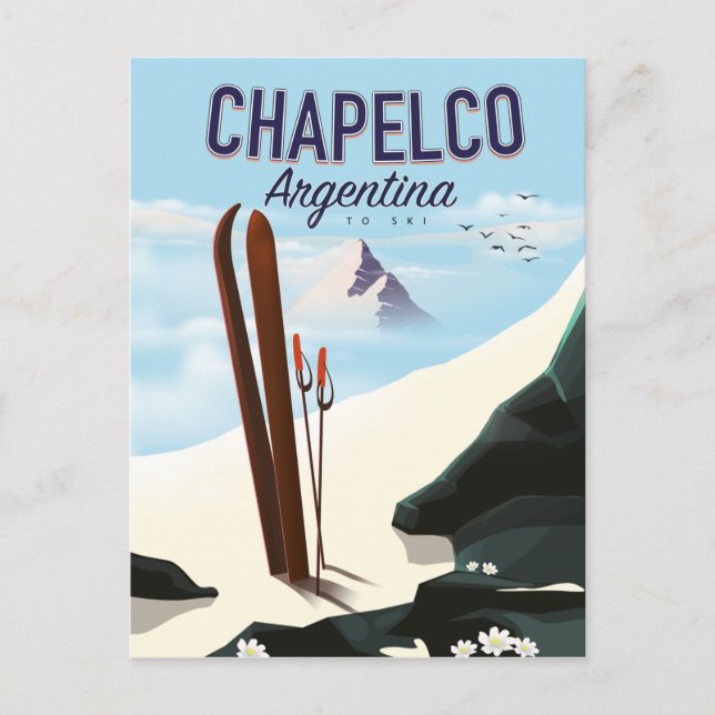 Chapelco Argentina to Ski Postcard (Front)