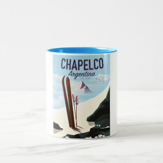 Chapelco Argentina to Ski Two-Tone Coffee Mug (Center)