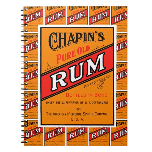 Chapins Pure Old Rum Label multi print Notebook (Front)